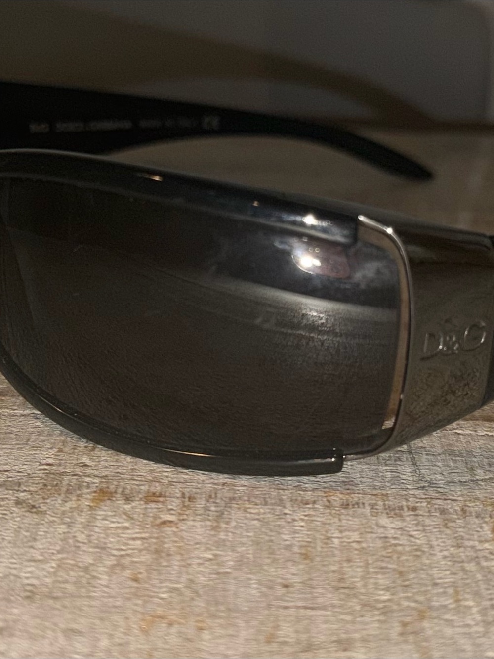 Dolce & Gabbana Men's Black Shield Sunglasses with Silver Trim